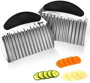 Large Crinkle Cutters, Heavy Duty Stainless Steel Crinkle Cutter with Ergonomic Non-Slip Handle, Professional Wavy Cutter for Veggies, Potatoes, Carrots, Cucumbers Large Crinkle Cutters, Heavy Duty Stainless Steel Crinkle Cutter with Ergonomic Non-Slip Handle, Professional Wavy Cutter for Veggies, Potatoes, Carrots, Cucumbers