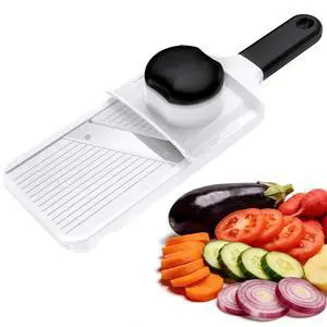 Handheld Mandoline Slicer for Kitchen, Adjustable Vegetable Slicer, Stainless Steel Blades, Safety Hand Guard, Safety Lock, Perfect for Potato Onion Tomato & Cucumber Slicer for Salad Handheld Mandoline Slicer for Kitchen, Adjustable Vegetable Slicer, Stainless Steel Blades, Safety Hand Guard, Safety Lock, Perfect for Potato Onion Tomato & Cucumber Slicer for Salad
