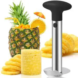 Premium Pineapple Corer and Slicer Tool - Sharp Pineapple Cutter with Serrated Tips - Easy to Use and Clean - Stainless Steel Core Remover for Pineapple - Core Fruits with Ease(Black) Premium Pineapple Corer and Slicer Tool - Sharp Pineapple Cutter with Serrated Tips - Easy to Use and Clean - Stainless Steel Core Remover for Pineapple - Core Fruits with Ease(Black)