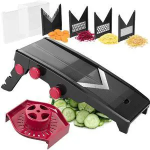 Mandoline Slicer for Kitchen, Adjustable Vegetable Chopper, Fruit, Cheese Grater, Potato Chips Slicer - Black Mandoline Slicer for Kitchen, Adjustable Vegetable Chopper, Fruit, Cheese Grater, Potato Chips Slicer - Black