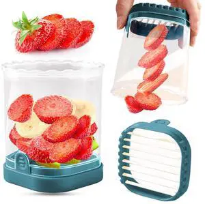 Creative Strawberry Slicer, Detachable Cutter with Push Plate (Teal) Creative Strawberry Slicer, Detachable Cutter with Push Plate (Teal)