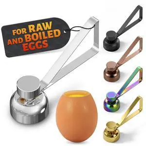 Egg Cracker Tool for Raw Eggs, Clean-Cut No-Mess Topper (Silver) Egg Cracker Tool for Raw Eggs, Clean-Cut No-Mess Topper (Silver)