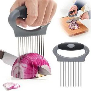 Large Onion Slicer Holder, Stainless Steel Onion Holder for Slicing, Multi-Purpose Vegetable Chopper Tomato Slicer, Food Cutter Assistant Tool for Potato, Avocado, Egg, Lemon, Fruit, Meat Tenderizer Large Onion Slicer Holder, Stainless Steel Onion Holder for Slicing, Multi-Purpose Vegetable Chopper Tomato Slicer, Food Cutter Assistant Tool for Potato, Avocado, Egg, Lemon, Fruit, Meat Tenderizer