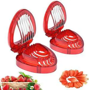 Strawberry Slicer, Strawberry Fruit Cutter Slicer Kitchen Gadget Set, Kids Egg Slicer, Fruit Slicing Tool with Stainless Steel Blade Strawberry Slicer, Strawberry Fruit Cutter Slicer Kitchen Gadget Set, Kids Egg Slicer, Fruit Slicing Tool with Stainless Steel Blade