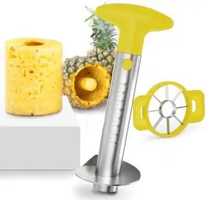 Pineapple Corer Cutter, Stainless Steel Fruit Peeler Slicer - Upgraded, Reinforced Thicker Blade, Core Remover with Measure Mark, Kitchen Tool for Diced Pineapple Rings Pineapple Corer Cutter, Stainless Steel Fruit Peeler Slicer - Upgraded, Reinforced Thicker Blade, Core Remover with Measure Mark, Kitchen Tool for Diced Pineapple Rings