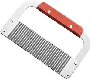 Crinkle Cutter Stainless Steel Potato Slicer Heavy Duty Wavy Crinkle Cutting Chopping Tools with Wooden Handle for Carrot Veggies Crinkle Cutter Stainless Steel Potato Slicer Heavy Duty Wavy Crinkle Cutting Chopping Tools with Wooden Handle for Carrot Veggies