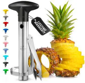 Stainless Steel Pineapple Corer & Slicer Heavy Duty Pineapple Cutter & Eye Removal Tool Effortless Core Remover Tool with Sharp Reinforced Blade & Ergonomic Handle - Black Stainless Steel Pineapple Corer & Slicer Heavy Duty Pineapple Cutter & Eye Removal Tool Effortless Core Remover Tool with Sharp Reinforced Blade & Ergonomic Handle - Black