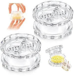 2PCS Clear Manual Garlic Twister and Ginger Mincer Tool, Transparent Mincer (White) 2PCS Clear Manual Garlic Twister and Ginger Mincer Tool, Transparent Mincer (White)