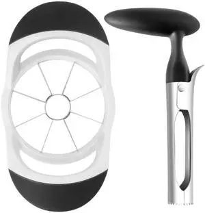 Slicer & Corer Set, Apple Cutter and Fruit Slicer with Sharp Stainless Steel Blades and Ergonomic Non-Slip Handles, Ideal for Cutting a Wide Range of Fruits, Black Slicer & Corer Set, Apple Cutter and Fruit Slicer with Sharp Stainless Steel Blades and Ergonomic Non-Slip Handles, Ideal for Cutting a Wide Range of Fruits, Black