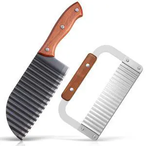 Crinkle Cutter Set for Potato Vegetable French Fry, Stainless Steel Blade Wavy Slicer, Wavy Crinkle Cutting Tool Salad Chopping Knife Soap Fruit French Fry Slicer (Wooden Handle,Rufous) Crinkle Cutter Set for Potato Vegetable French Fry, Stainless Steel Blade Wavy Slicer, Wavy Crinkle Cutting Tool Salad Chopping Knife Soap Fruit French Fry Slicer (Wooden Handle,Rufous)