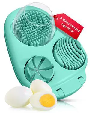 Egg Slicer for Hard Boiled Eggs - 3 Slice Modes Egg Cutter, Heavy Duty, Stainless Steel Dicer - Kitchen Chopper Tool for Strawberry, Mushroom, Grape, Cherry Tomato - Mint Green Egg Slicer for Hard Boiled Eggs - 3 Slice Modes Egg Cutter, Heavy Duty, Stainless Steel Dicer - Kitchen Chopper Tool for Strawberry, Mushroom, Grape, Cherry Tomato - Mint Green
