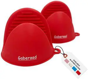 Thickened Mini Silicone Oven Mitts Heat Resistant, Rubber Oven Mitt Gloves, Finger Pinch Grips, Pot Holder, Silicone Potholder for Kitchen Cooking & Baking 1 Pair, Red Thickened Mini Silicone Oven Mitts Heat Resistant, Rubber Oven Mitt Gloves, Finger Pinch Grips, Pot Holder, Silicone Potholder for Kitchen Cooking & Baking 1 Pair, Red