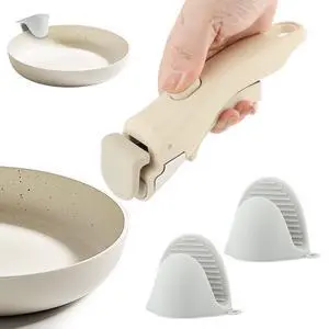 Cream White Detachable Pan Handles with 2 PCS Silicone Oven Mitts Heat Resistant, Universal Pan Replacement Handles for Pots and Pans Cream White Detachable Pan Handles with 2 PCS Silicone Oven Mitts Heat Resistant, Universal Pan Replacement Handles for Pots and Pans