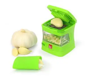 Garlic-A-Peel Garlic Press, Crusher, Cutter, Mincer, and Storage Container - Includes Silicone Garlic Peeler - Easy to Clean - Stainless Steel Blades (Green), standard Garlic-A-Peel Garlic Press, Crusher, Cutter, Mincer, and Storage Container - Includes Silicone Garlic Peeler - Easy to Clean - Stainless Steel Blades (Green), standard