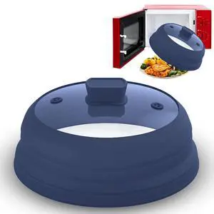 Microwave Splatter Cover Glass 11.8 Inch - Collapsible Microwave Splatter Cover for Plate & Bowl - Tempered Glass Top, Food-Grade Silicone Dome with Heating Vents & Heat-Safe Handle (BLUE DARK) Microwave Splatter Cover Glass 11.8 Inch - Collapsible Microwave Splatter Cover for Plate & Bowl - Tempered Glass Top, Food-Grade Silicone Dome with Heating Vents & Heat-Safe Handle (BLUE DARK)