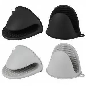 Silicone Oven Mitts Heat Resistant Mini Oven Gloves for Kitchen Rubber Air Fryer Mitts Oven Accessories Finger Cooking Pinch Mitts Pot Holders for Kitchen Cooking Baking Dishwasher, Black & Gray Silicone Oven Mitts Heat Resistant Mini Oven Gloves for Kitchen Rubber Air Fryer Mitts Oven Accessories Finger Cooking Pinch Mitts Pot Holders for Kitchen Cooking Baking Dishwasher, Black & Gray