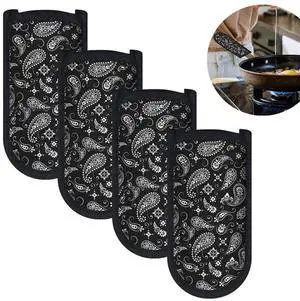 Hot Pot Handle Holder Cover for Kitchen Heat Resistant Hot Handle Sleeve Holder Cast Iron Pan Skillet Handle Cover Potholders for Cooking and Baking (5.Upgraded Style-Black 4pcs) Hot Pot Handle Holder Cover for Kitchen Heat Resistant Hot Handle Sleeve Holder Cast Iron Pan Skillet Handle Cover Potholders for Cooking and Baking (5.Upgraded Style-Black 4pcs)