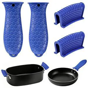 Silicone Hot Handle Cover Heat Resistant Pot Grip Holder Non-Slip Pot Handle Pan Sleeve Grip Potholder for Cast Iron Skillets, Griddles, Frying Pans and Metal Cookware (Blue) Silicone Hot Handle Cover Heat Resistant Pot Grip Holder Non-Slip Pot Handle Pan Sleeve Grip Potholder for Cast Iron Skillets, Griddles, Frying Pans and Metal Cookware (Blue)