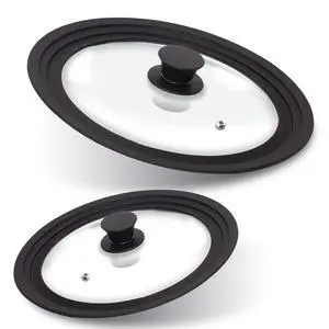 Silicone Universal Lid for Pots, Pans and Skillets - Tempered Glass Covered with Heat Resistant Silicone Rim Fits All 7" to 12" Diameter Cookware -Easy to Use Replacement Frying Pan Cover Silicone Universal Lid for Pots, Pans and Skillets - Tempered Glass Covered with Heat Resistant Silicone Rim Fits All 7" to 12" Diameter Cookware -Easy to Use Replacement Frying Pan Cover