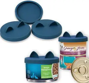 Cat Food Can Lids for 3oz Small Pet Cans, 3-Pack, Dark Blue Cat Food Can Lids for 3oz Small Pet Cans, 3-Pack, Dark Blue