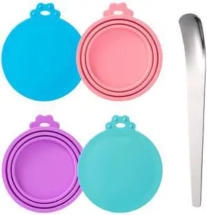 Pet Food Can Cover Universal Silicone Cat Dog Canned Food Lids with Spoon 1 Fit 3 Standard Size Can Tops (4) Pet Food Can Cover Universal Silicone Cat Dog Canned Food Lids with Spoon 1 Fit 3 Standard Size Can Tops (4)