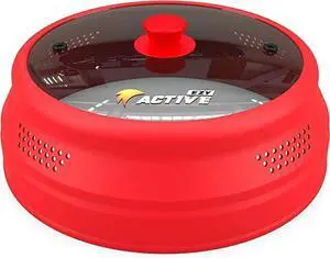 Collapsible Microwave Cover for Food - Silicone and Glass Splatter Guard Lid for 6-12 inch Plates & Bowls, Dishwasher Safe, Heat Resistant, BPA-Free, (Red). Collapsible Microwave Cover for Food - Silicone and Glass Splatter Guard Lid for 6-12 inch Plates & Bowls, Dishwasher Safe, Heat Resistant, BPA-Free, (Red).