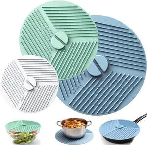 Silicone Lids for Bowls 3 Pack 6/8/10 Inch, Microwave Splatter Cover Food Storage Universal Multi-Use Pot Holders Trivet Mats, Heat Resistant Dishwasher Safe for Pans Plates Cups Silicone Lids for Bowls 3 Pack 6/8/10 Inch, Microwave Splatter Cover Food Storage Universal Multi-Use Pot Holders Trivet Mats, Heat Resistant Dishwasher Safe for Pans Plates Cups