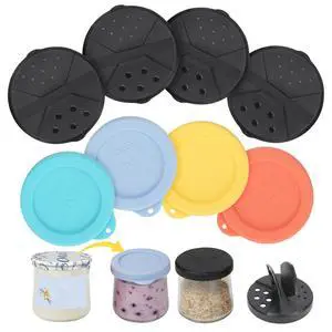 Spice Lids & Silicone Yogurt Jar Lids Set, Only Compatible with Oui Yogurt Jars, Reusable Covers to Perfect Seal Glass Jar, Adjustable Shake Spice Cap, Dishwasher Safe, 8 Pack Total (Lids Only) Spice Lids & Silicone Yogurt Jar Lids Set, Only Compatible with Oui Yogurt Jars, Reusable Covers to Perfect Seal Glass Jar, Adjustable Shake Spice Cap, Dishwasher Safe, 8 Pack Total (Lids Only)
