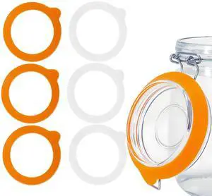 3.75 Inches Diameter Rubber Seals for Glass Jars, 6 Pcs Food Grade Airtight Replacemen Silicone Jar Gaskets, Leakproof Gasket Sealing Rings for Canning Mason Jars, Fits Most Sizes (White and Orange) 3.75 Inches Diameter Rubber Seals for Glass Jars, 6 Pcs Food Grade Airtight Replacemen Silicone Jar Gaskets, Leakproof Gasket Sealing Rings for Canning Mason Jars, Fits Most Sizes (White and Orange)