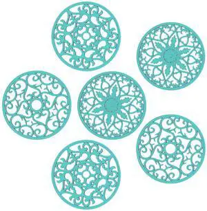 Silicone Trivets for Hot Dishes, Pots & Pans, Hot Pads for Kitchen Counter Accessories, Carved Heat Resistant Mat for Countertop, Silicone Trivet Mat Pot Holders for Tabletops, Set 6 Teal Silicone Trivets for Hot Dishes, Pots & Pans, Hot Pads for Kitchen Counter Accessories, Carved Heat Resistant Mat for Countertop, Silicone Trivet Mat Pot Holders for Tabletops, Set 6 Teal