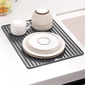 Silicone Dish Drying Mat, 12" x 16", Grey Silicone Dish Drying Mat, 12" x 16", Grey