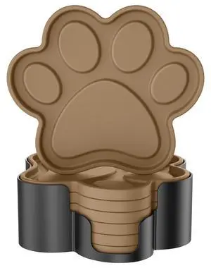 Silicone Coasters 6 Pack Paw Cup Mat with Holder, Dog Cat Paw Shape, for Hot or Cold Drink, Non-Slip, Non-Stick, Room Decor, Housewarming Coffee Silicone Coasters 6 Pack Paw Cup Mat with Holder, Dog Cat Paw Shape, for Hot or Cold Drink, Non-Slip, Non-Stick, Room Decor, Housewarming Coffee