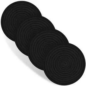 Trivets for Hot Dishes, 4 Pot Holders for Kitchen, Heat Resistant Mats for Countertop, 8 Inch Hot Pads for Hot Pots and Pans, Coaster, Home Essentials, Rustic Farmhouse Decor (Black) Trivets for Hot Dishes, 4 Pot Holders for Kitchen, Heat Resistant Mats for Countertop, 8 Inch Hot Pads for Hot Pots and Pans, Coaster, Home Essentials, Rustic Farmhouse Decor (Black)