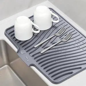 Silicone Dish Drying Mat for Kitchen Counter, Grey-1pcs, 16" x 12" Silicone Dish Drying Mat for Kitchen Counter, Grey-1pcs, 16" x 12"