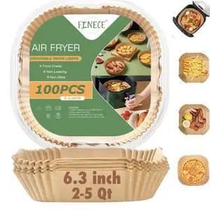 Air Fryer Liners Square, 100PCS for 2 to 5 Qt Air Fryer Disposable Paper Liner, 6.3 inch Unbleached Non-stick Oil-proof Parchment Paper Air Fryer Liners Square, 100PCS for 2 to 5 Qt Air Fryer Disposable Paper Liner, 6.3 inch Unbleached Non-stick Oil-proof Parchment Paper