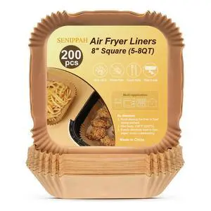 8" Unbleached Square Air Fryer Liners Disposable 200 Pcs Heady Duty Non-wash Non-Stick Non-Leak Air Fryer Parchment Paper Liners for Airfryers 5-8 QT Basket 8" Unbleached Square Air Fryer Liners Disposable 200 Pcs Heady Duty Non-wash Non-Stick Non-Leak Air Fryer Parchment Paper Liners for Airfryers 5-8 QT Basket