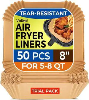 Air Fryer Paper Liners, 50 PCS Air Fryer Liners Disposable, 8" Square Baking Liner for 5-8 qt Airfryer Basket, Non-stick and Oil Proof Parchment Paper for Oven, Pans & Baking Air Fryer Paper Liners, 50 PCS Air Fryer Liners Disposable, 8" Square Baking Liner for 5-8 qt Airfryer Basket, Non-stick and Oil Proof Parchment Paper for Oven, Pans & Baking