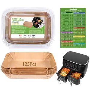 (125PCS) Air Fryer Liners, Disposable for Ninja Dual Air Fryer accessories, Parchment Paper liners rectangle 8.6''*5.5'' (125PCS) Air Fryer Liners, Disposable for Ninja Dual Air Fryer accessories, Parchment Paper liners rectangle 8.6''*5.5''