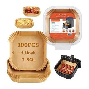 Air Fryer Liners, 100 PCS, 7.9", Square, Fits 5-6Qt Air Fryers Air Fryer Liners, 100 PCS, 7.9", Square, Fits 5-6Qt Air Fryers