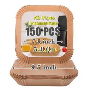 Air Fryer Square Paper Liners Disposable Large 150 Pcs for 5 to 8 Qt Basket, 7.9 inch Unbleached Non-stick Oil-proof Parchment Paper Air Fryer Square Paper Liners Disposable Large 150 Pcs for 5 to 8 Qt Basket, 7.9 inch Unbleached Non-stick Oil-proof Parchment Paper