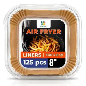 Air Fryer Liners Disposable, 125 Pcs 8" Square Parchment Paper for 5-8 QT Air Fryer Basket, Non-Stick, Oil-Proof, Unbleached, BPA-Free - Fits Ninja, Chefman, Instant Vortex Air Fryer Liners Disposable, 125 Pcs 8" Square Parchment Paper for 5-8 QT Air Fryer Basket, Non-Stick, Oil-Proof, Unbleached, BPA-Free - Fits Ninja, Chefman, Instant Vortex