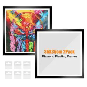 Upgraded 2Pack Diamond Painting Frames for 35x35cm Canvas, Magnetic Art Frame Self-Adhesive With Hooks for Wall Window Door (Black) Upgraded 2Pack Diamond Painting Frames for 35x35cm Canvas, Magnetic Art Frame Self-Adhesive With Hooks for Wall Window Door (Black)