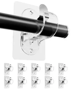 No Drill Curtain Rod Brackets, Renter Friendly Self Adhesive Curtain Rod Holders, Heavy Duty No Drilling Curtain Rod Hooks for Apartment Bedroom Bathroom Dorm Kitchen, Transparent No Drill Curtain Rod Brackets, Renter Friendly Self Adhesive Curtain Rod Holders, Heavy Duty No Drilling Curtain Rod Hooks for Apartment Bedroom Bathroom Dorm Kitchen, Transparent