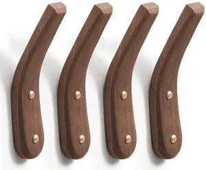 Wood Hooks Wall Mounted Minimalist Natural Real Walnut (4 Pack) Wood Hooks Wall Mounted Minimalist Natural Real Walnut (4 Pack)