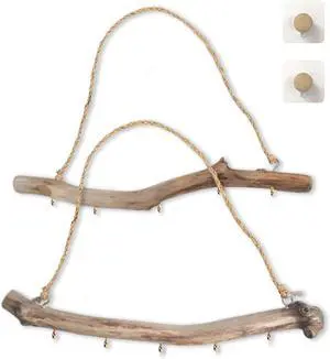 Driftwood Wall Decor, 15 Inch Branch Jewelry Organizer, 5 Hooks Driftwood Wall Decor, 15 Inch Branch Jewelry Organizer, 5 Hooks