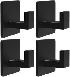 Adhesive Towel Hooks, Heavy Duty Wall Hooks Aluminum Hooks Stick on Door, Kitchen, Bathroom for Hanging Coat, Hat, Towel, Robe, Clothes (Black) Adhesive Towel Hooks, Heavy Duty Wall Hooks Aluminum Hooks Stick on Door, Kitchen, Bathroom for Hanging Coat, Hat, Towel, Robe, Clothes (Black)
