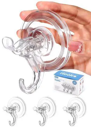 Suction Cup Hooks, Clear Suction Cup Hanger, Removable Small Suction Cups for Shower, Bathroom, Glass, Door, Windows, Kitchen-Max Hanging up to 11 lbs on Smooth Surface Suction Cup Hooks, Clear Suction Cup Hanger, Removable Small Suction Cups for Shower, Bathroom, Glass, Door, Windows, Kitchen-Max Hanging up to 11 lbs on Smooth Surface