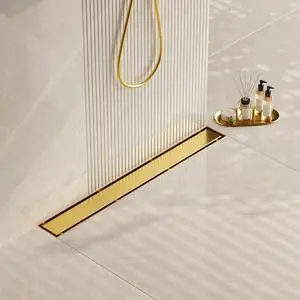 Gold Linear Shower Drain,2-in-1 Flat& Tile Insert Cover Gold Linear Shower Drain,2-in-1 Flat& Tile Insert Cover