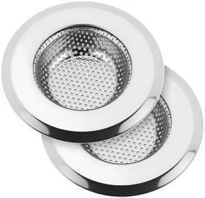 Kitchen Sink Drain Strainer, Premium Stainless Steel Rust-Proof Wide Rim Kitchen Drain Strainer Stopper Filter Basket for Kitchen Sinks (2 Pack) Kitchen Sink Drain Strainer, Premium Stainless Steel Rust-Proof Wide Rim Kitchen Drain Strainer Stopper Filter Basket for Kitchen Sinks (2 Pack)