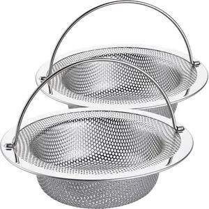 Kitchen Sink Strainer Stainless Steel, Kitchen Sink Drain Strainer with Handle, Sink Strainers with Large Wide Rim 4.5" Diameter for Kitchen Sinks (2PCS) Kitchen Sink Strainer Stainless Steel, Kitchen Sink Drain Strainer with Handle, Sink Strainers with Large Wide Rim 4.5" Diameter for Kitchen Sinks (2PCS)